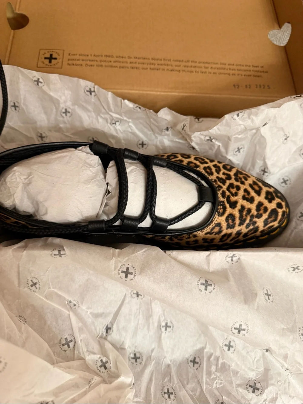Dr. Marten’s Leopard Animal Print Lace-Up Elphie II Pointed Toe Ballet Flat